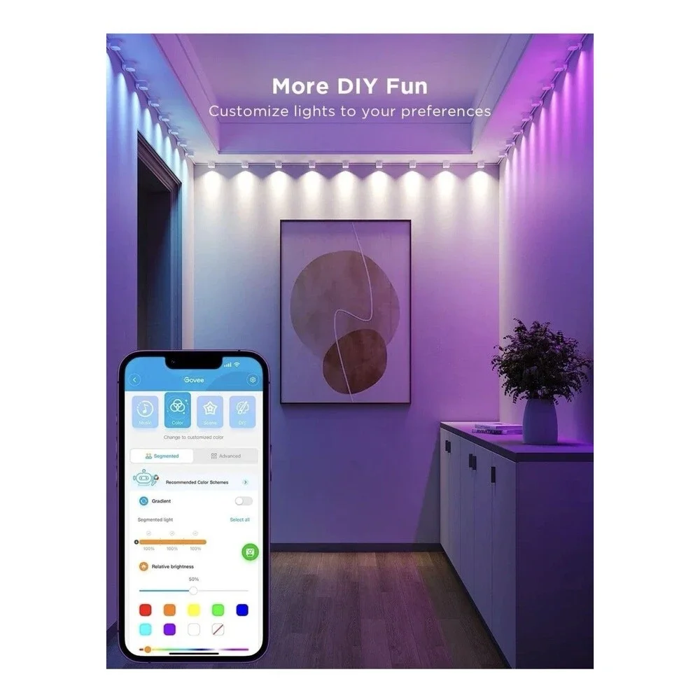 Govee RGBIC String Downlights Smart LED 9. 8ft Lights Works w Alexa Music Sync